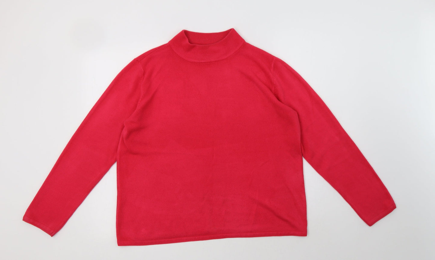 BM Womens Pink Mock Neck  Acrylic Pullover Jumper Size M