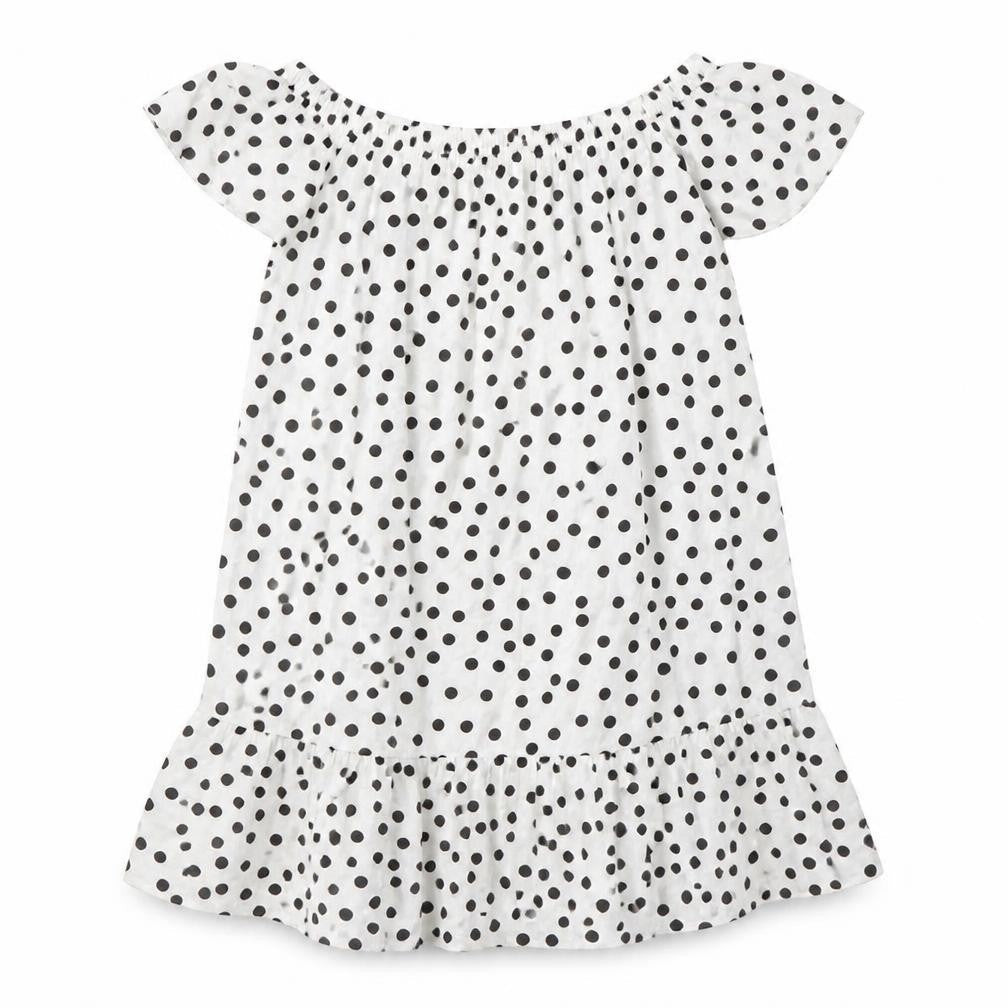 Papaya Womens White Polka Dot Viscose A-Line  Size 8  Off the Shoulder
