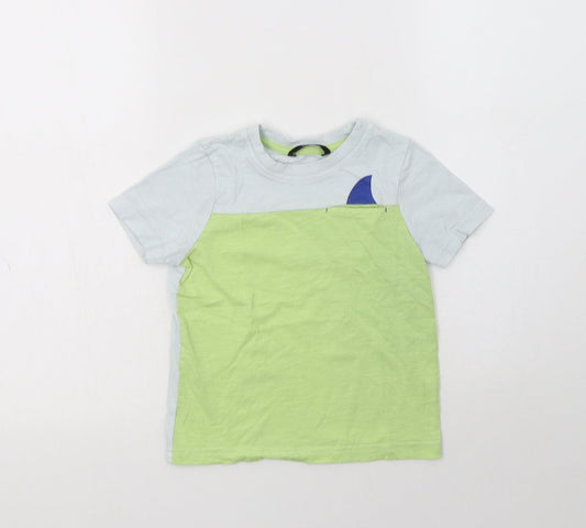 George Boys Blue Colourblock Cotton Basic Polo Size 3-4 Years Crew Neck