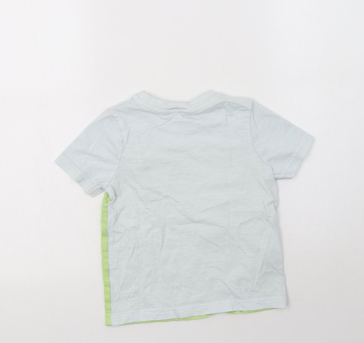 George Boys Blue Colourblock Cotton Basic Polo Size 3-4 Years Crew Neck