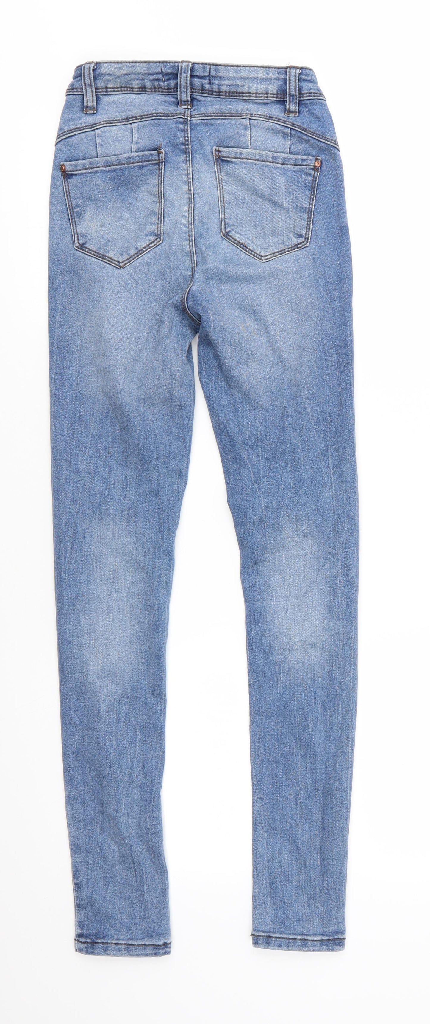 Denim Co Womens Blue  Cotton Skinny Jeans Size 4 L28 in Regular Zip - Slightly Distressed