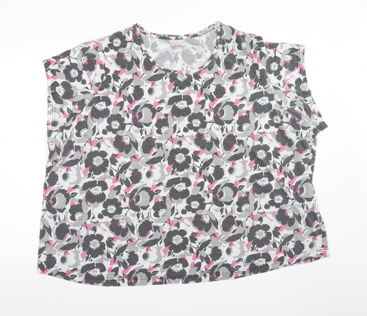PRETTY SECRETS Womens Multicoloured Floral Polyester Basic T-Shirt Size 34 Round Neck