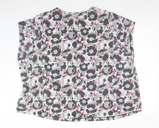 PRETTY SECRETS Womens Multicoloured Floral Polyester Basic T-Shirt Size 34 Round Neck