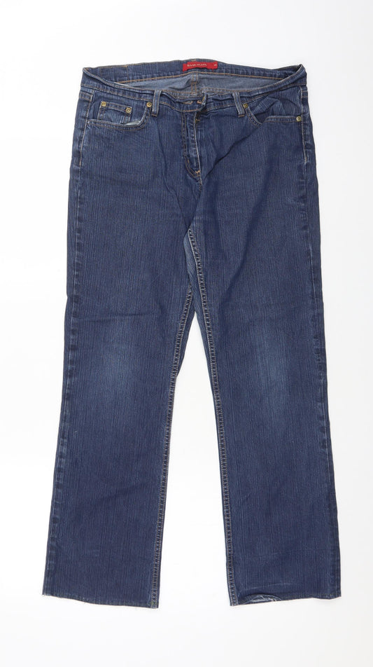River Island Womens Blue  Cotton Snow Pants Trousers Size 14 L27 in Regular