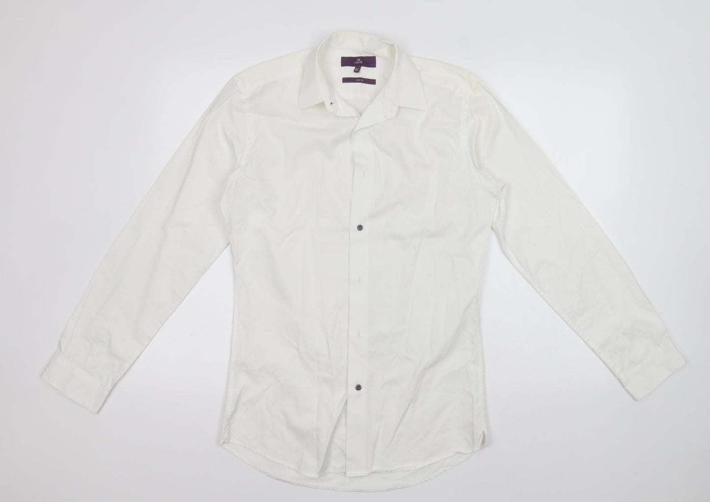 NEXT Mens White  Cotton  Button-Up Size 14.5 Collared