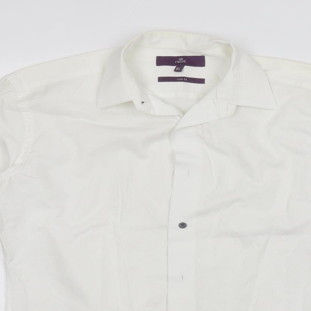 NEXT Mens White  Cotton  Button-Up Size 14.5 Collared