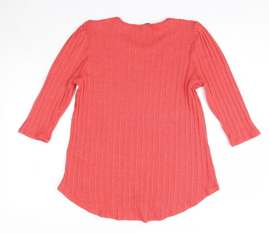 Peacocks Womens Pink Round Neck  Polyester Pullover Jumper Size 18
