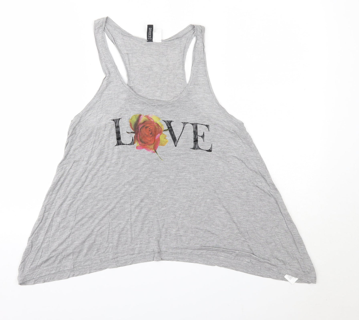 H&M Womens Grey  Viscose Basic Tank Size 12 Round Neck - Love