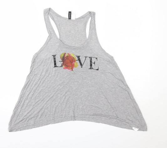 H&M Womens Grey  Viscose Basic Tank Size 12 Round Neck - Love