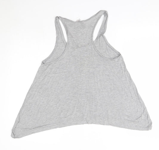 H&M Womens Grey  Viscose Basic Tank Size 12 Round Neck - Love