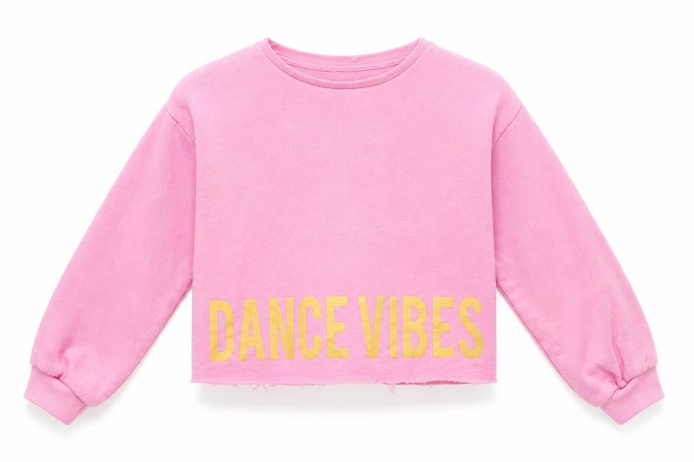 I Love Girlswear Girls Pink  Cotton Pullover Sweatshirt Size 10 Years  Pullover - Dance Vibes Shimmer