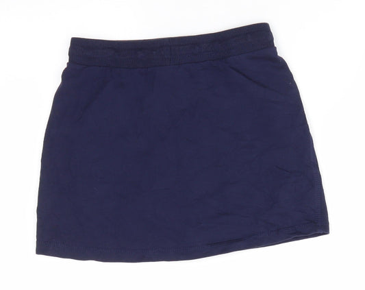 George Girls Blue  Cotton A-Line Skirt Size 9-10 Years  Regular Drawstring - Navy blue