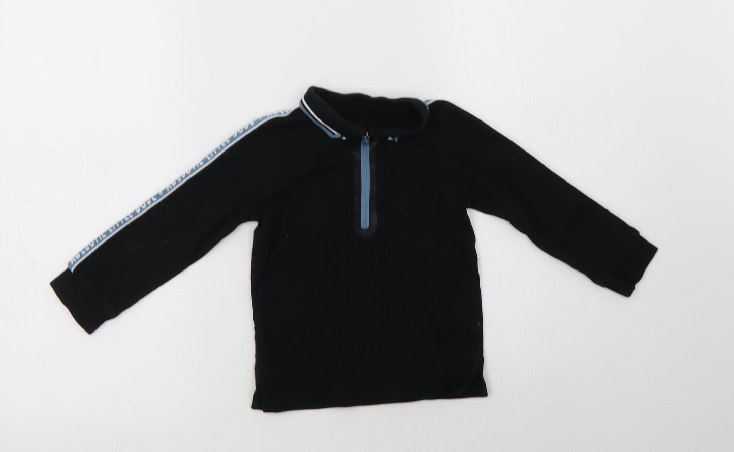 George Baby Black  Cotton Basic Polo Size 12-18 Months Collared Zip