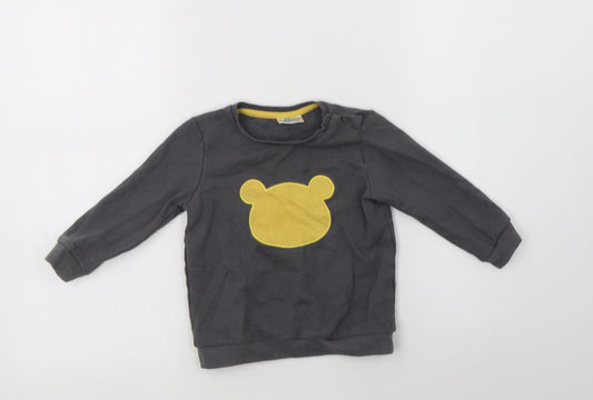 So Cute Boys Grey  Cotton Pullover Sweatshirt Size 2-3 Years   - Teddy Bear