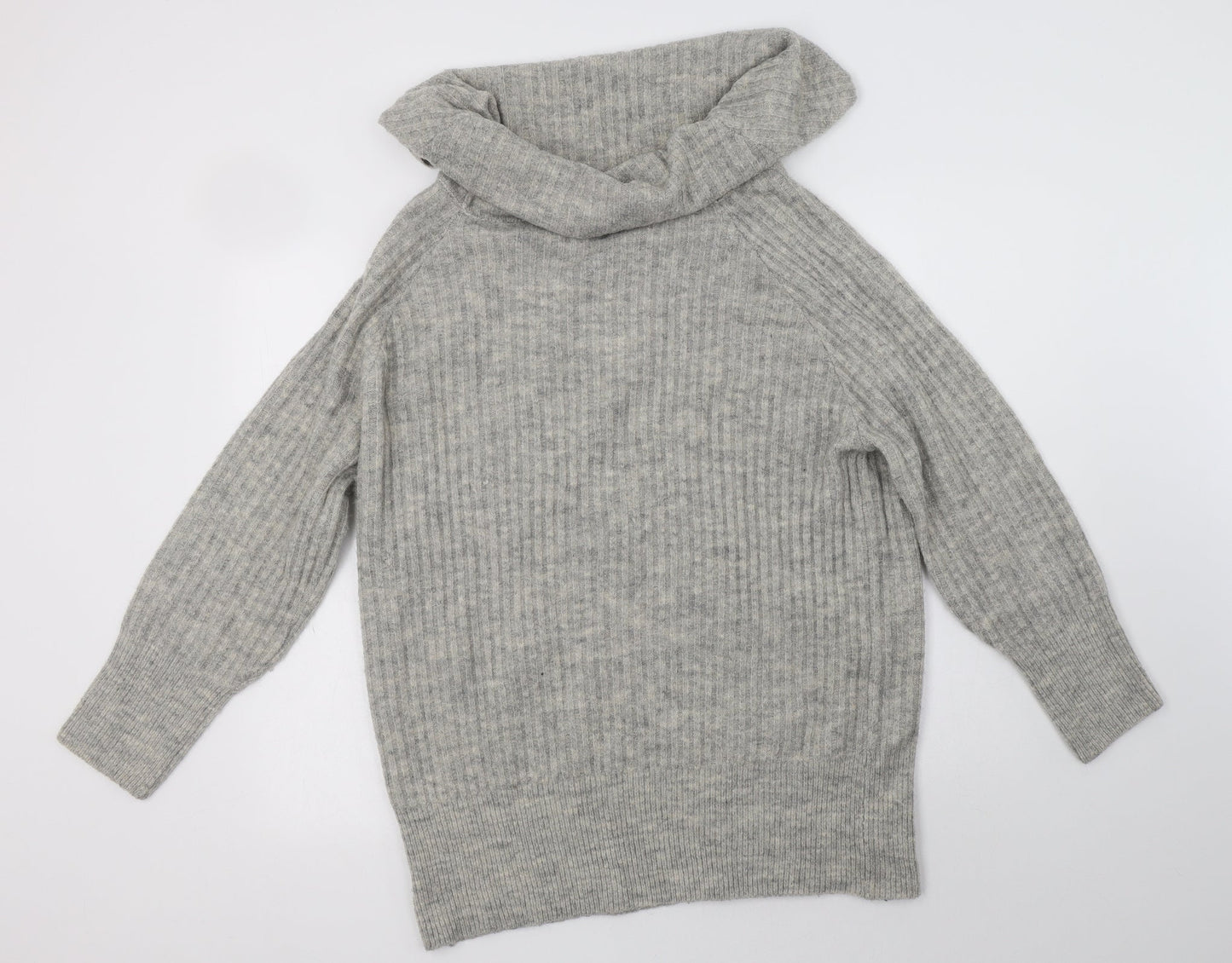 Pull & Bear Womens Grey Roll Neck  Acrylic Pullover Jumper Size S