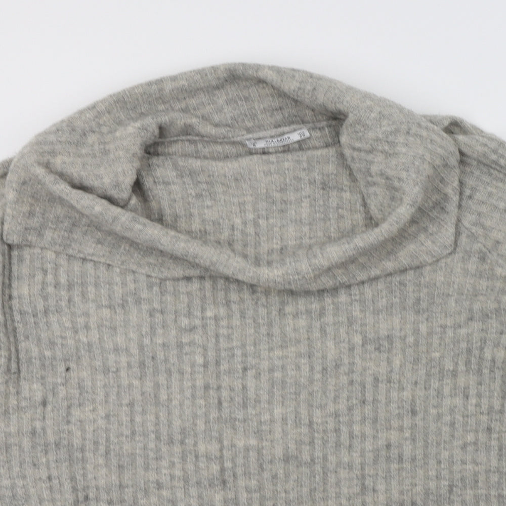 Pull & Bear Womens Grey Roll Neck  Acrylic Pullover Jumper Size S