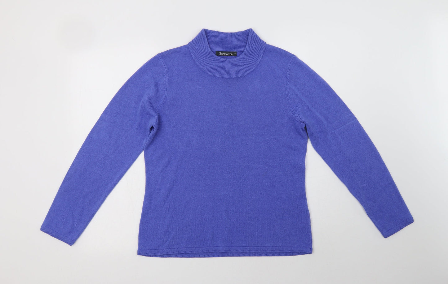 Bonmarché Womens Blue Mock Neck  Acrylic Pullover Jumper Size S