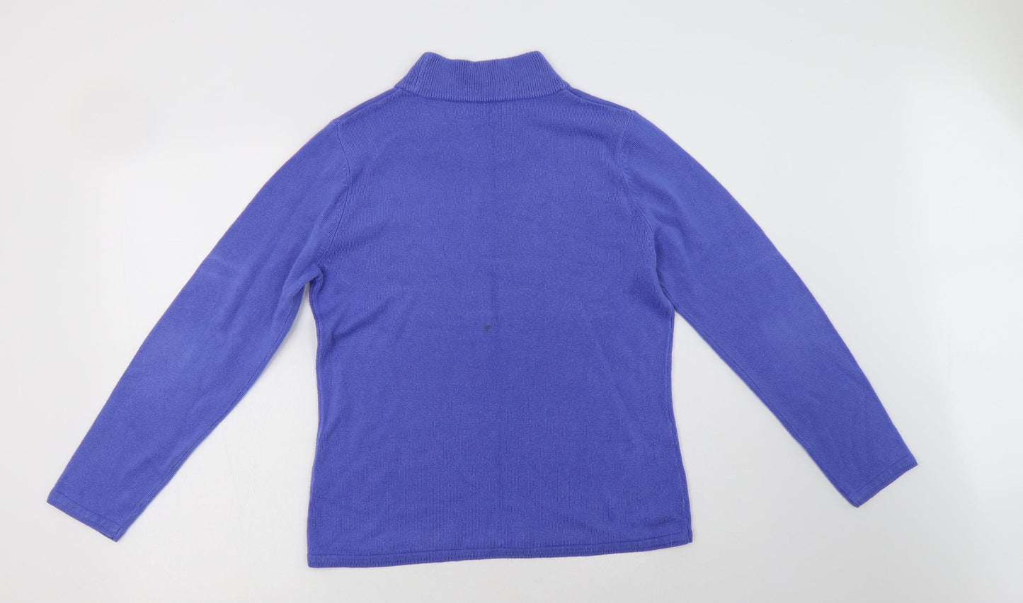 Bonmarché Womens Blue Mock Neck  Acrylic Pullover Jumper Size S