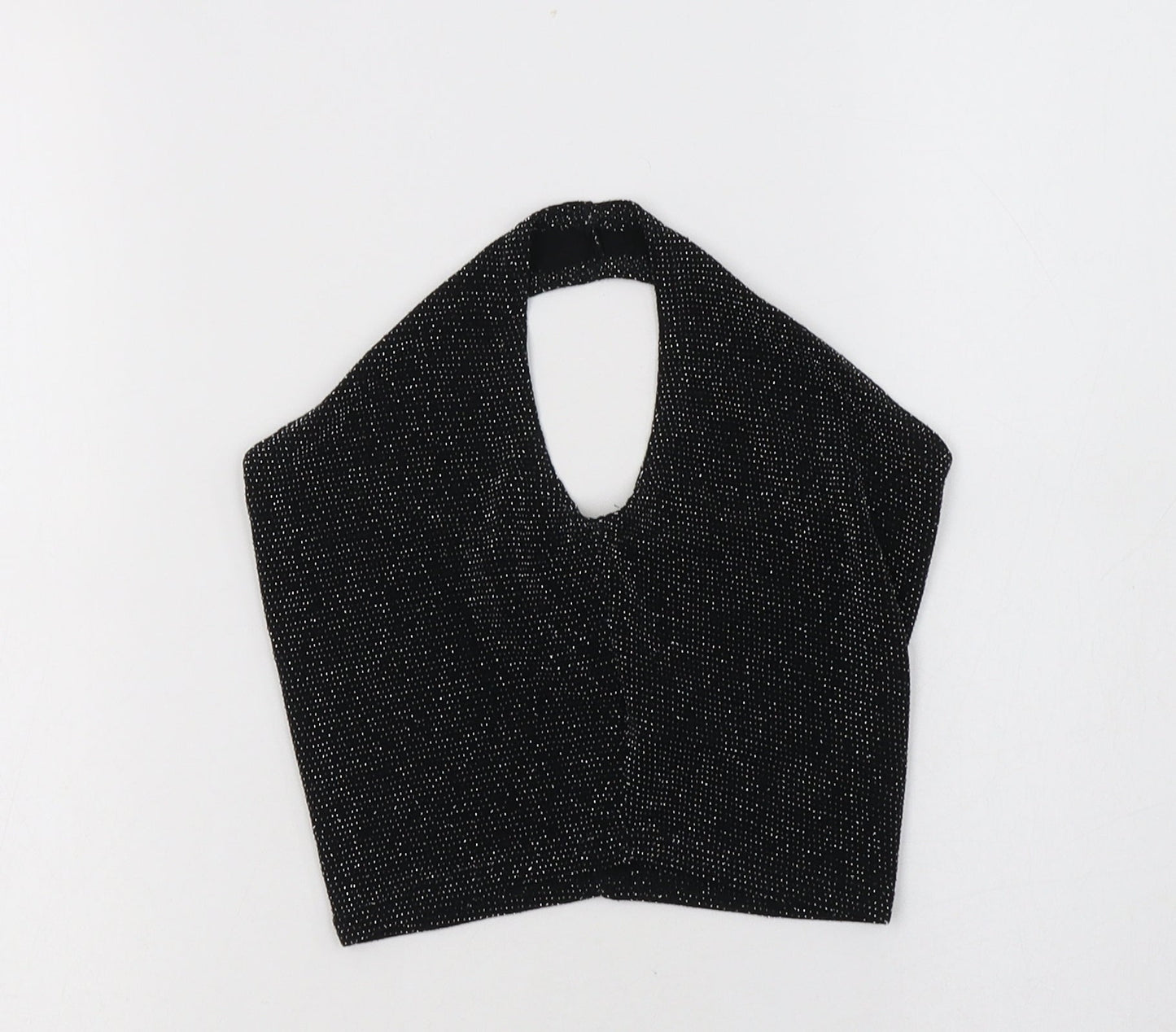 PRETTYLITTLETHING Womens Black  Nylon Cropped Tank Size 4 Halter