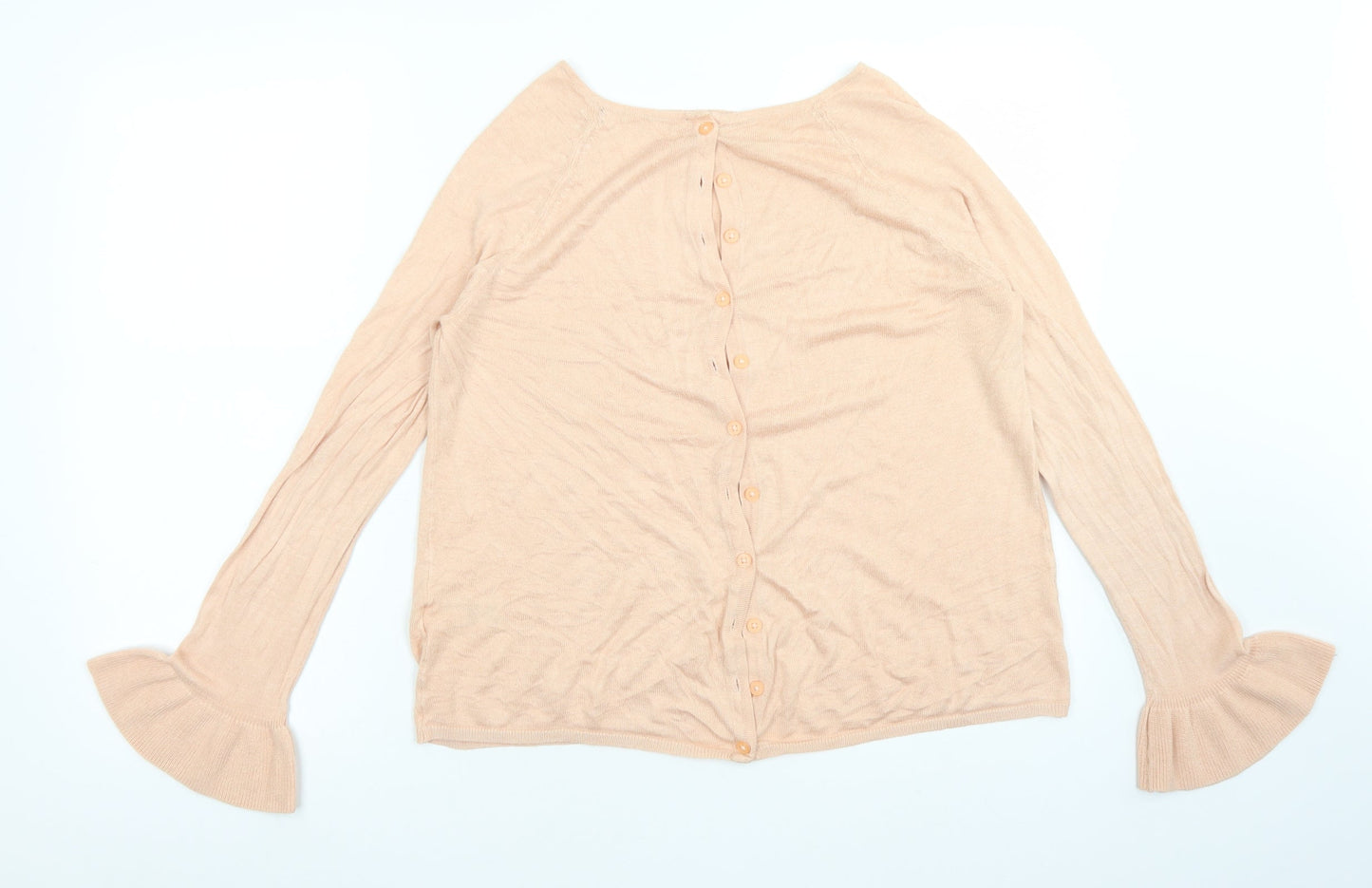 M&S Womens Pink Round Neck  Acrylic Cardigan Jumper Size 12