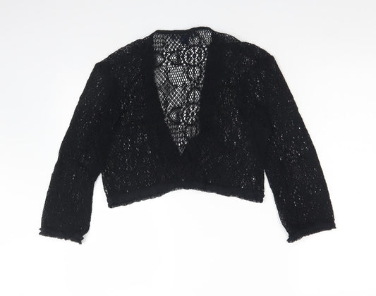 Aria Womens Black V-Neck  Cotton Cardigan Jumper Size 10