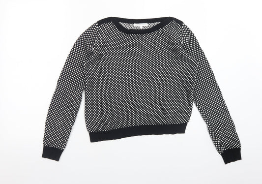 GLAMOUROUS Womens Multicoloured Boat Neck Polka Dot Cotton Pullover Jumper Size 8