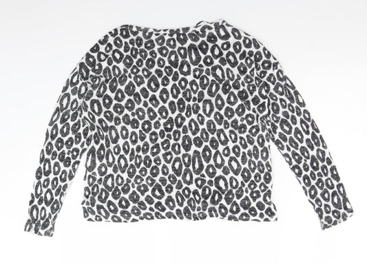 H&M Womens Multicoloured Animal Print Viscose Basic T-Shirt Size S Round Neck