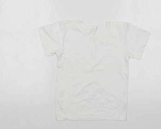Matalan Boys White  Cotton Basic T-Shirt Size 8-9 Years Round Neck