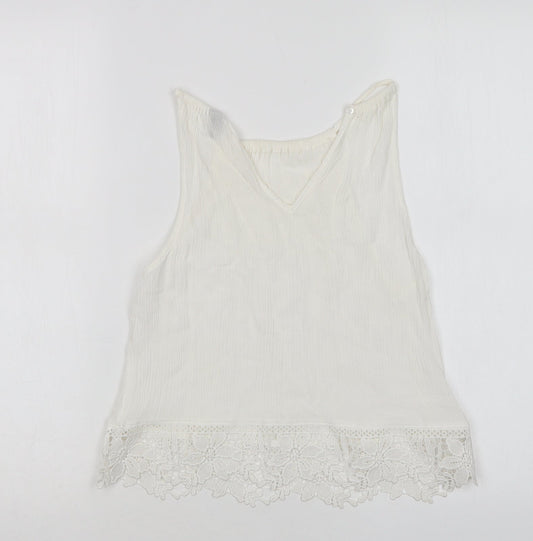 H&M Womens White   Basic Blouse Size 4 Round Neck