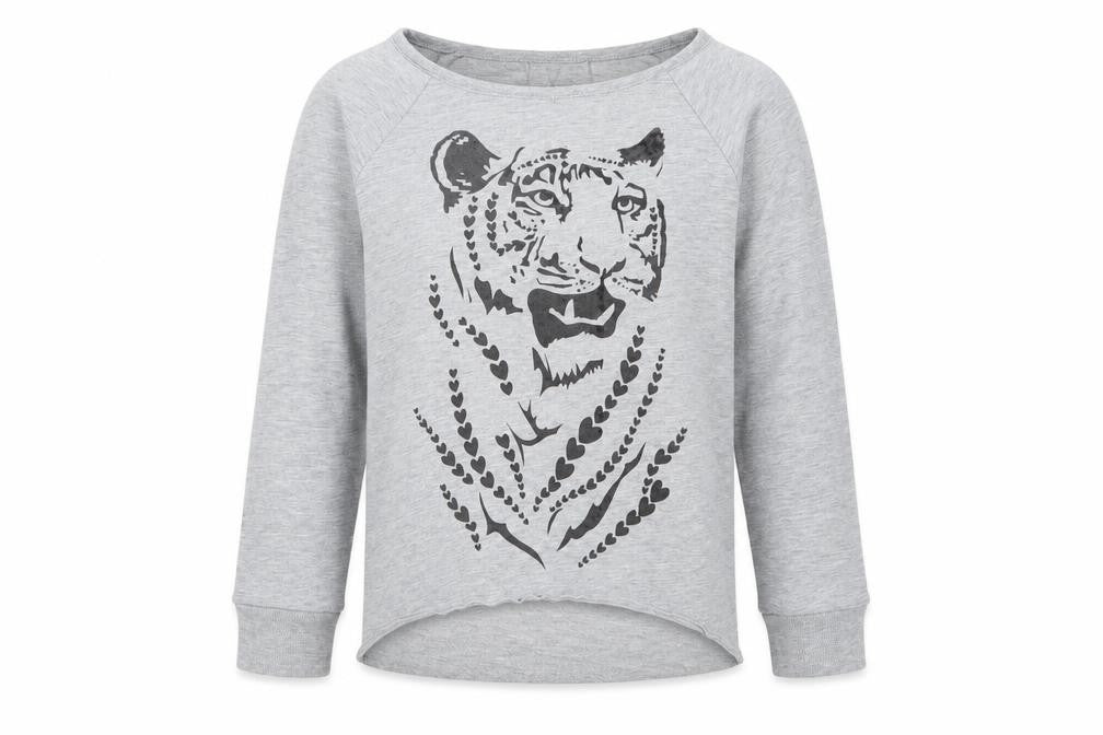 Young Dimension Girls Grey Round Neck Animal Print Cotton Pullover Jumper Size 12-13 Years