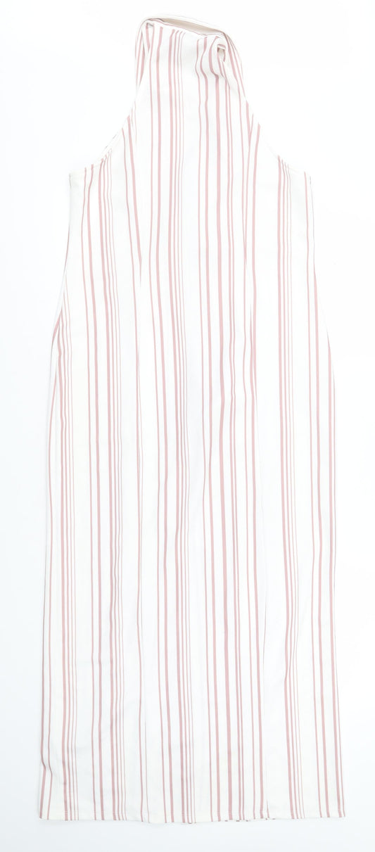ASOS Womens White Striped Polyester Pencil Dress  Size 12  Collared