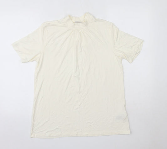 Damart Womens Ivory  Viscose Basic T-Shirt Size 14 High Neck