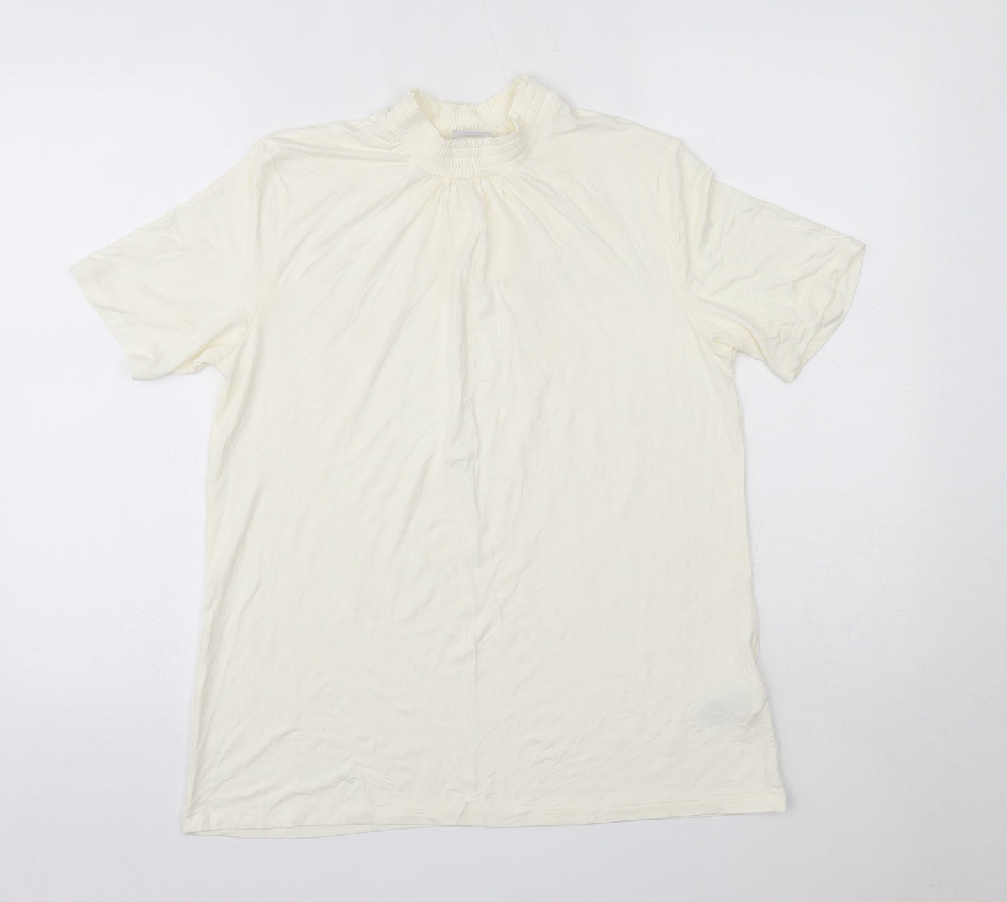 Damart Womens Ivory  Viscose Basic T-Shirt Size 14 High Neck