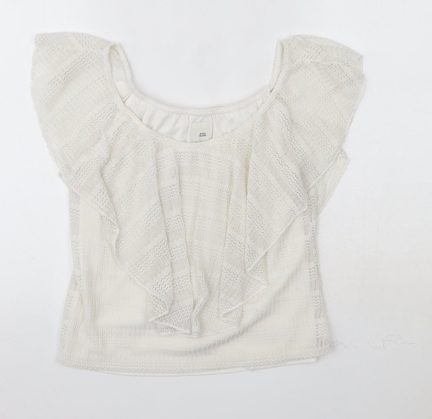 River Island Womens White  Nylon Basic Blouse Size 10 Round Neck