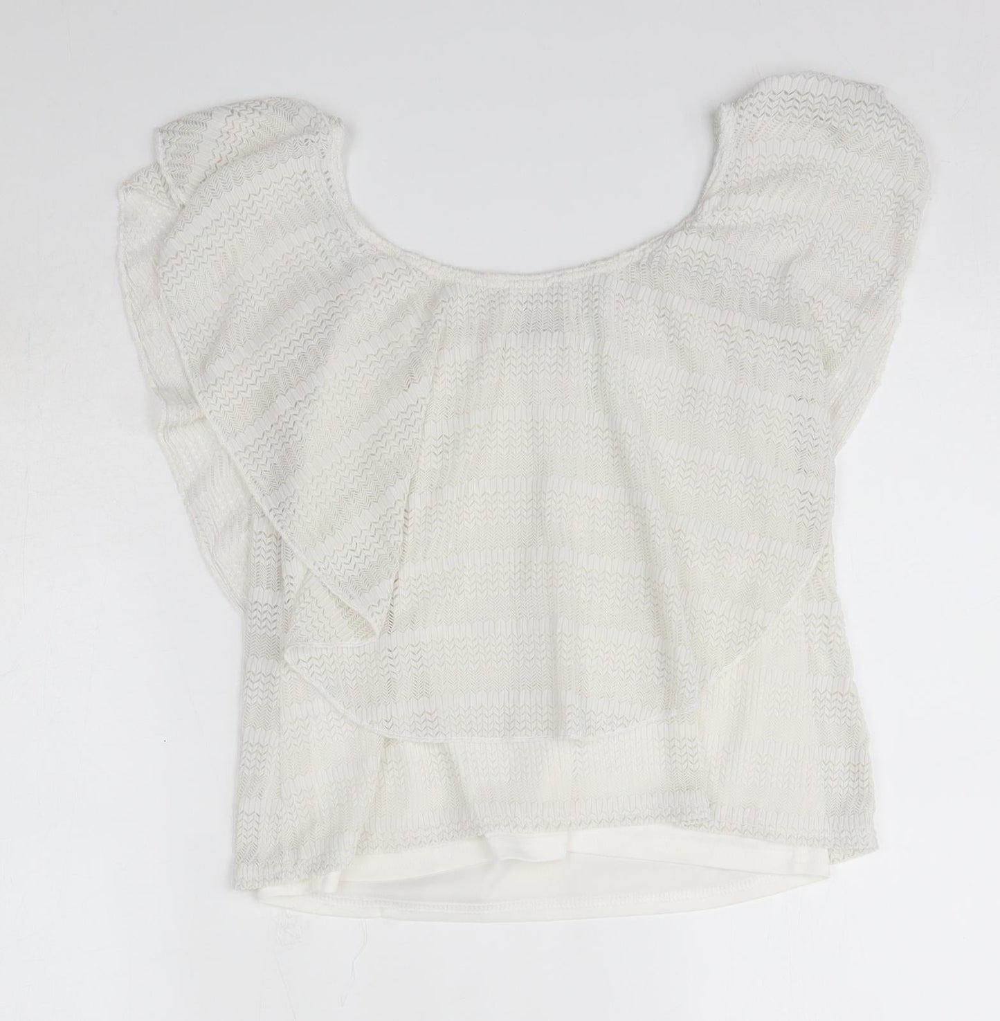 River Island Womens White  Nylon Basic Blouse Size 10 Round Neck