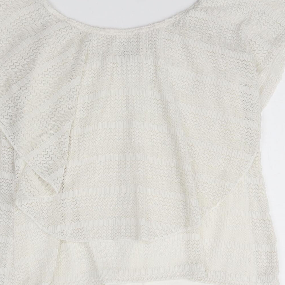 River Island Womens White  Nylon Basic Blouse Size 10 Round Neck