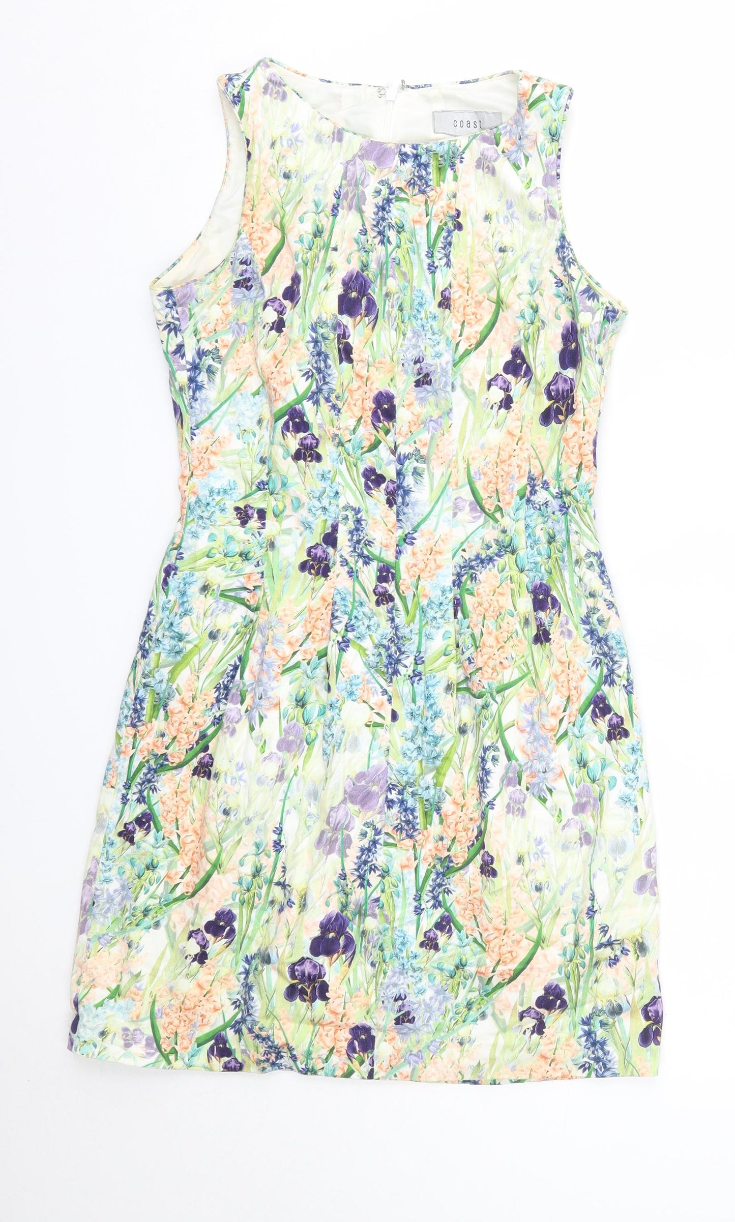 Coast Womens Multicoloured Floral Cotton A-Line  Size 8  Round Neck