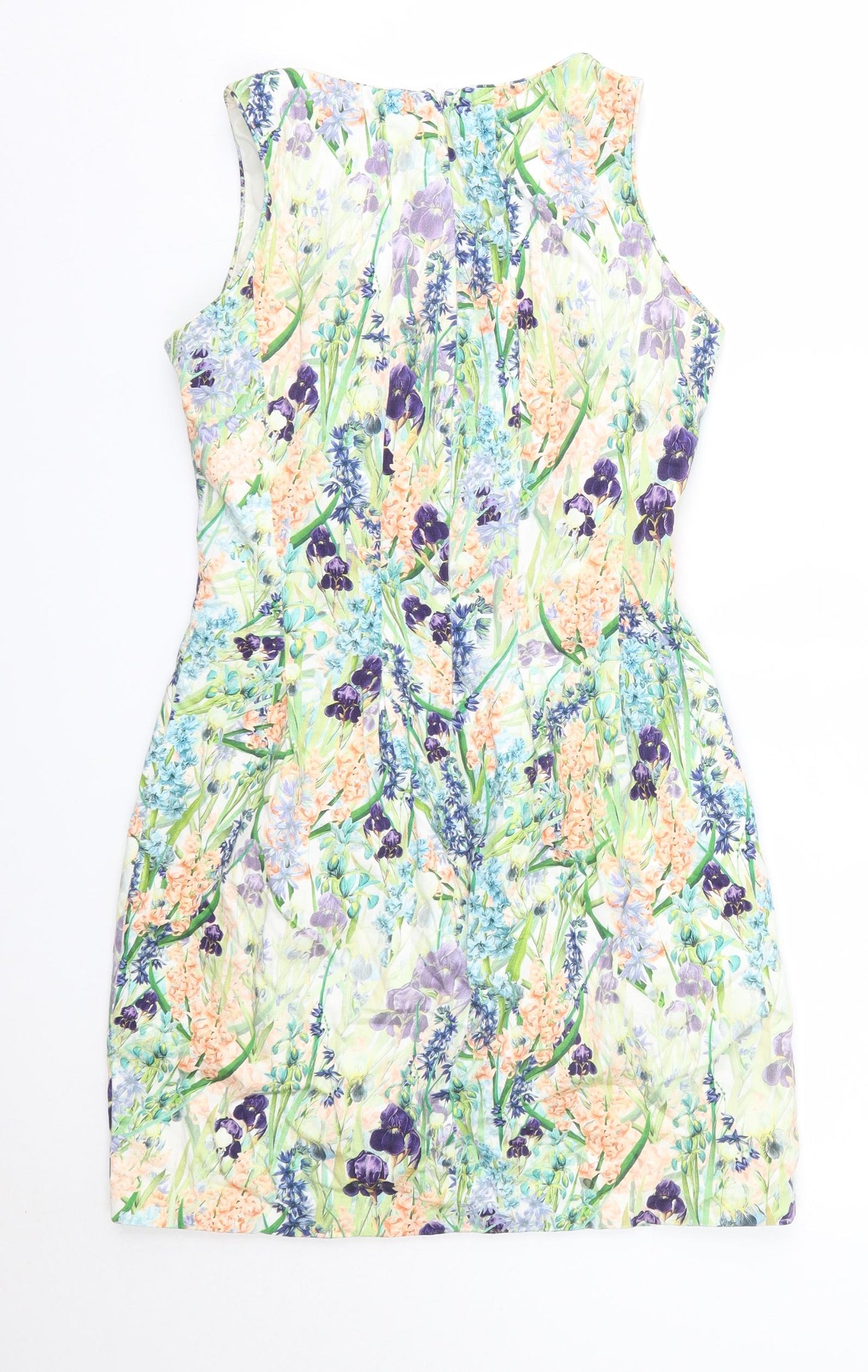 Coast Womens Multicoloured Floral Cotton A-Line  Size 8  Round Neck