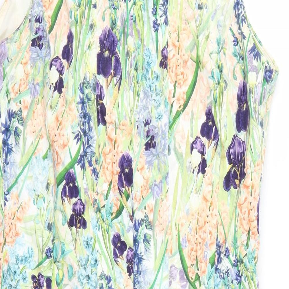 Coast Womens Multicoloured Floral Cotton A-Line  Size 8  Round Neck