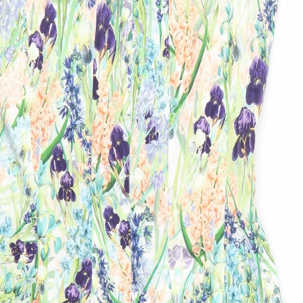 Coast Womens Multicoloured Floral Cotton A-Line  Size 8  Round Neck