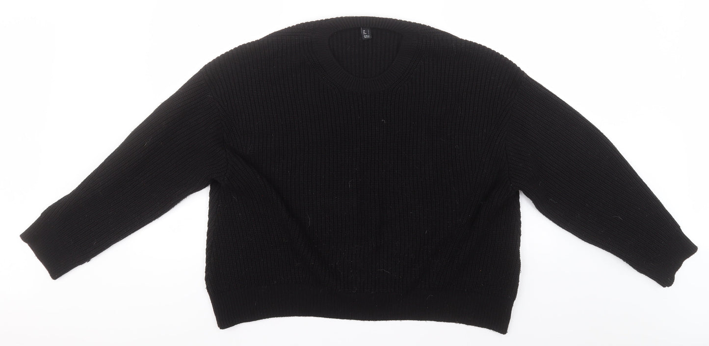 New Look Womens Black Round Neck  Acrylic Pullover Jumper Size L