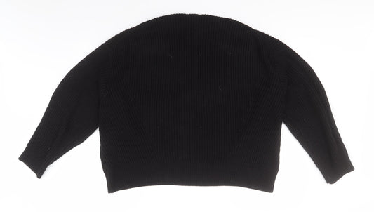 New Look Womens Black Round Neck  Acrylic Pullover Jumper Size L