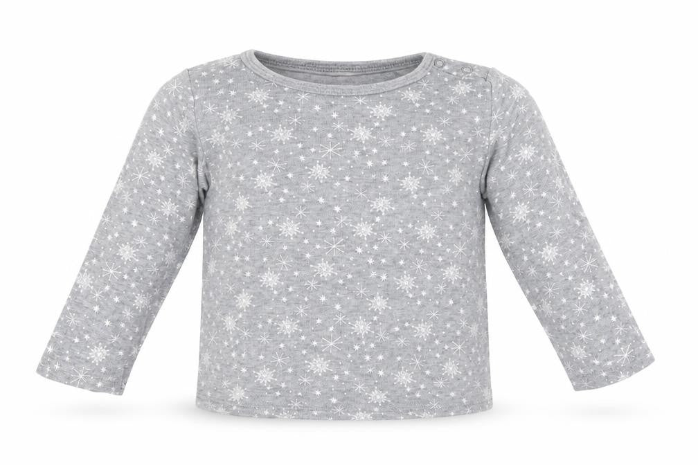 Lupilu Baby Grey Geometric Cotton Basic T-Shirt Size 12-18 Months Crew Neck  - Snowflake Print