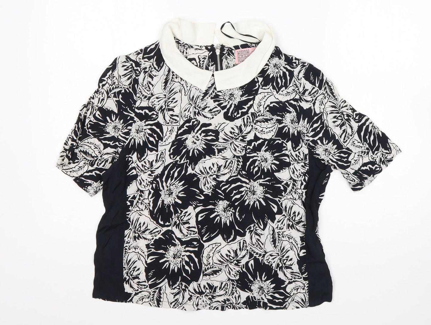 Neon Rose Womens Multicoloured Floral Viscose Basic Blouse Size 12 Collared