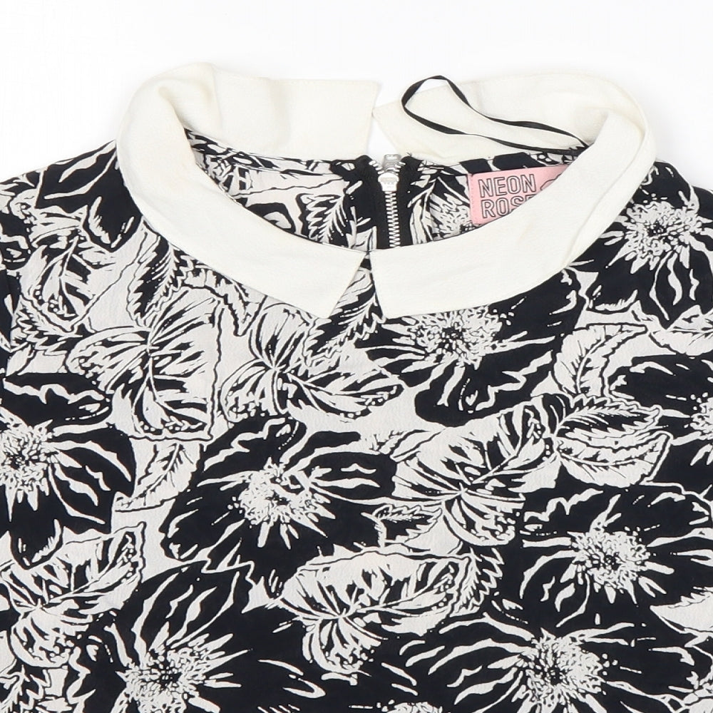 Neon Rose Womens Multicoloured Floral Viscose Basic Blouse Size 12 Collared