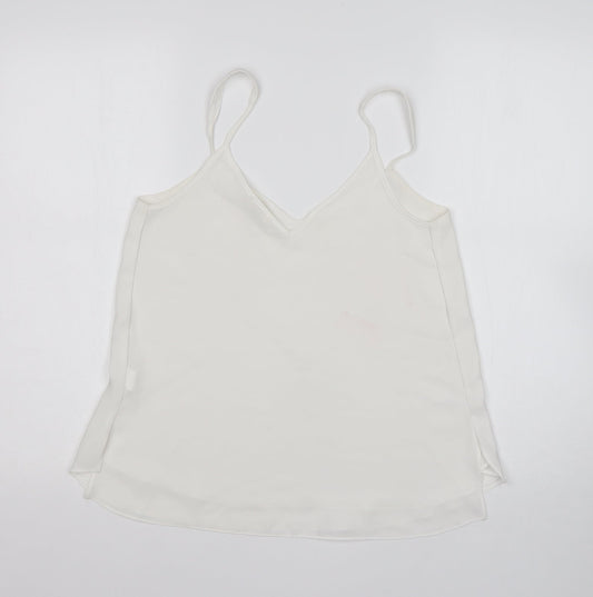 River Island Womens White  Polyester Basic Tank Size 8 V-Neck