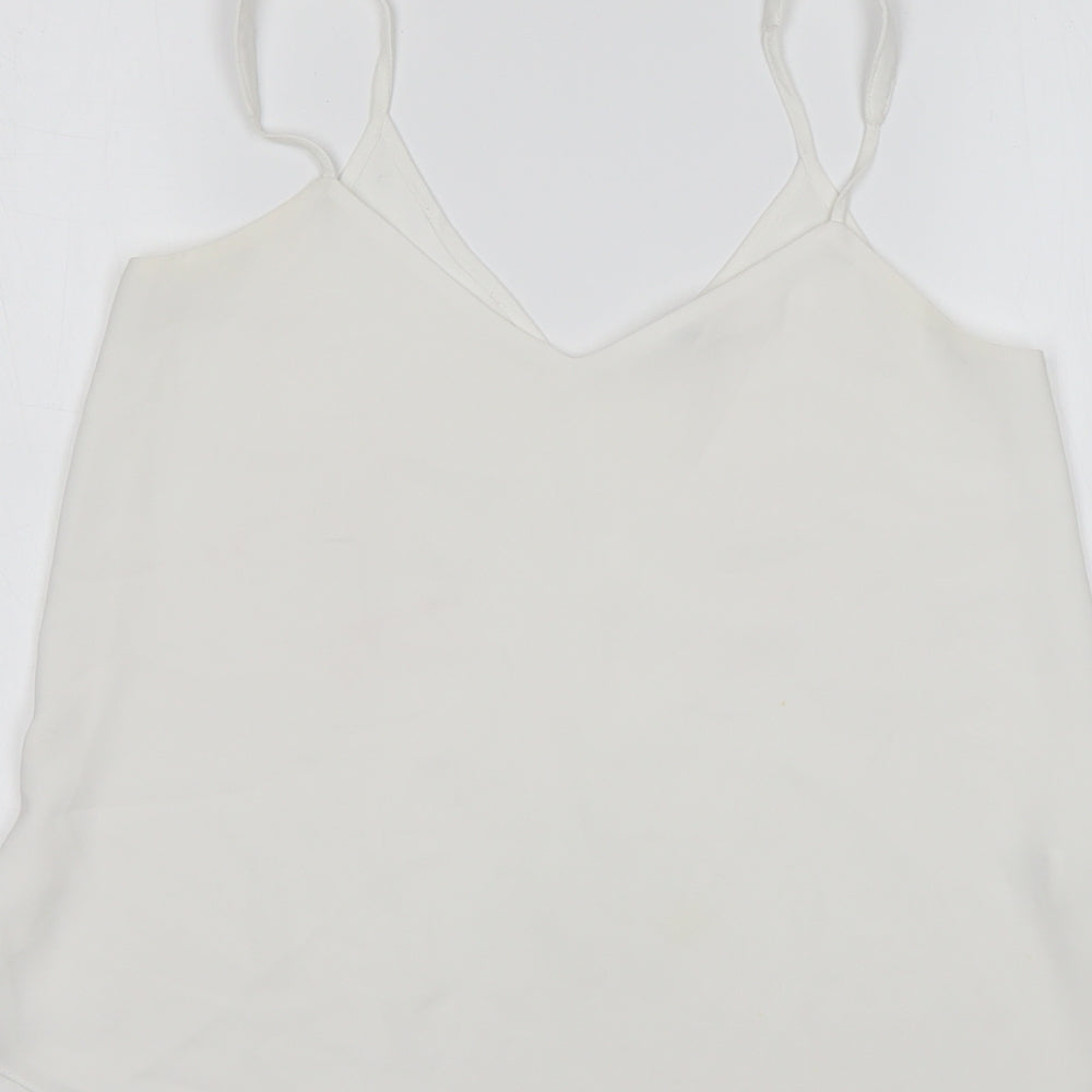 River Island Womens White  Polyester Basic Tank Size 8 V-Neck