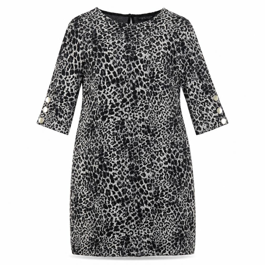 Dorothy Perkins Womens Grey Animal Print Polyester Pencil Dress  Size 10  Round Neck
