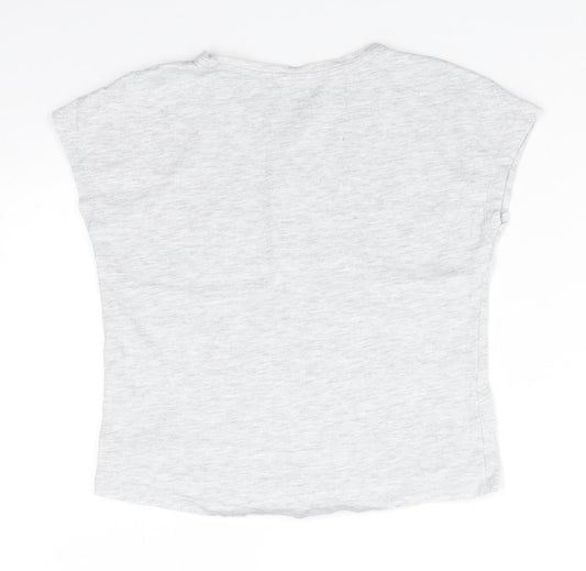 Lily & Dan Girls Grey  Cotton Basic T-Shirt Size 9-10 Years Round Neck Pullover - Pale grey mix