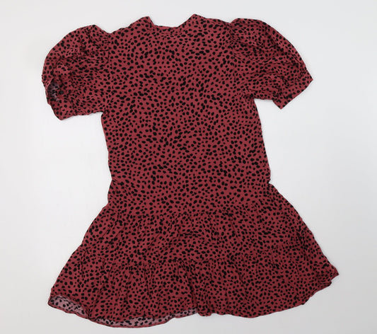 George Womens Pink Animal Print Viscose A-Line  Size 8  V-Neck